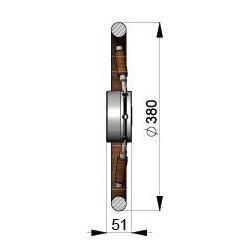 Volant avec jante et rayons en acajou type KWL38 diamètre 380 mm