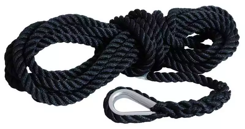 2 Bosses d'amarrage avec cosse inox NOIR diamètre 10mm Longueur 6M